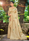 Sangam Prints Chiku Havy Assam Silk Saree With Meena Woven Work Traditional Saree | Grocsy