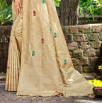 Sangam Prints Chiku Havy Assam Silk Saree With Meena Woven Work Traditional Saree | Grocsy