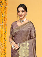 Sangam Prints Brown  Assam Silk Woven Work Traditional Saree | Grocsy