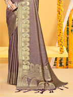 Sangam Prints Brown  Assam Silk Woven Work Traditional Saree | Grocsy