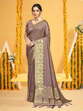 Sangam Prints Brown  Assam Silk Woven Work Traditional Saree | Grocsy