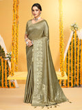 Sangam Prints Beige Assam Silk Woven Work Traditional Saree | Grocsy