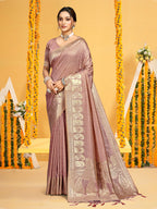 Sangam Prints Mauve Assam Silk Woven Work Traditional Saree | Grocsy