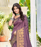 Sangam Prints Wine Assam Silk Woven Work Traditional Saree | Grocsy