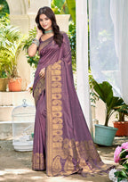 Sangam Prints Wine Assam Silk Woven Work Traditional Saree | Grocsy