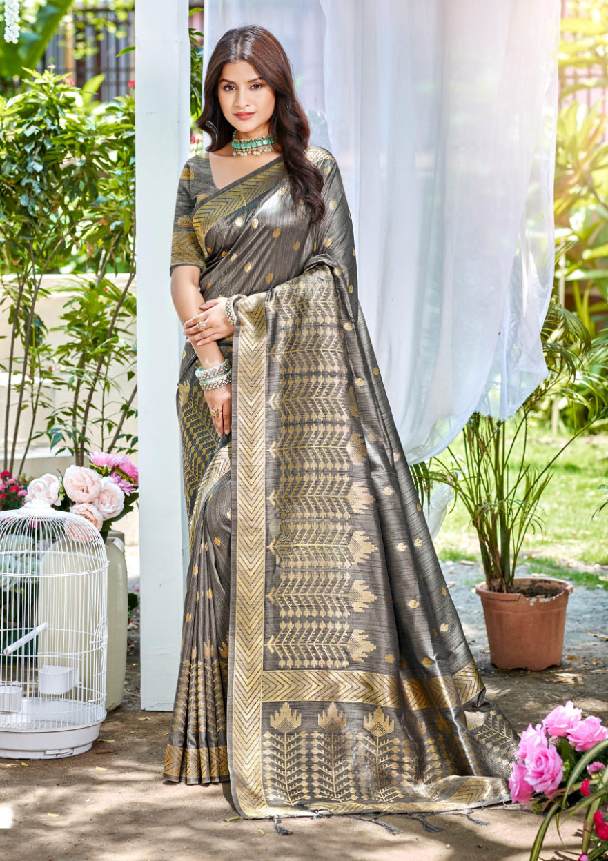 Sangam Prints Purple Assam Silk Woven Work Traditional Saree | Grocsy