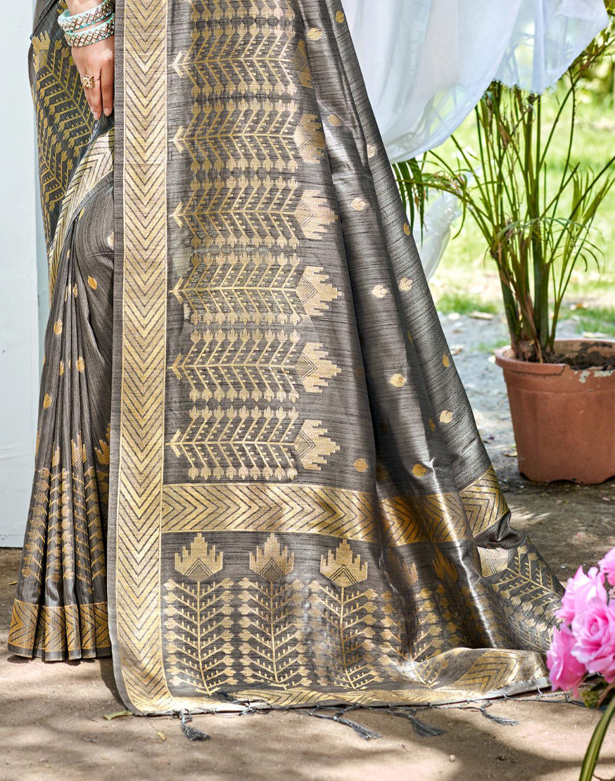Sangam Prints Purple Assam Silk Woven Work Traditional Saree | Grocsy