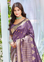 Sangam Prints Turquoise Assam Silk Woven Work Traditional Saree | Grocsy