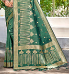 Sangam Prints Green Assam Silk Woven Work Traditional Saree | Grocsy