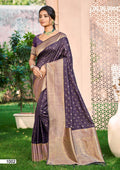 Sangam Prints Dark wine Assam Silk Woven Work Traditional Saree | Grocsy