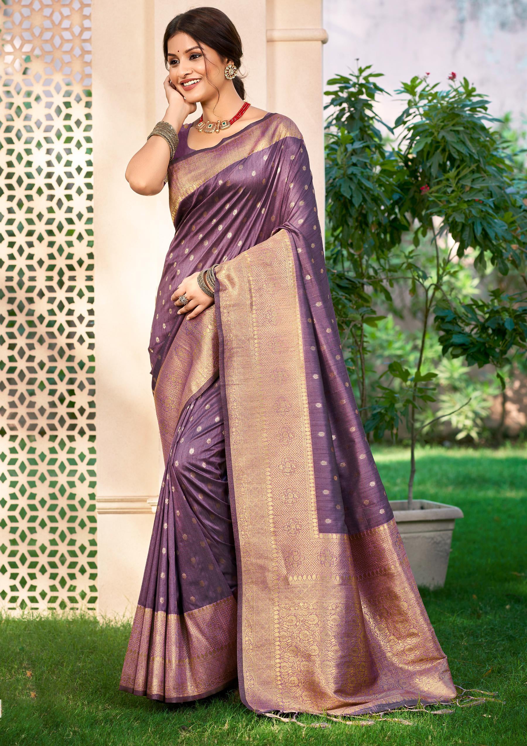 Sangam Prints Dark green Assam Silk Woven Work Traditional Saree | Grocsy