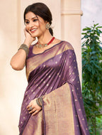 Sangam Prints Dark green Assam Silk Woven Work Traditional Saree | Grocsy