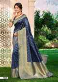Sangam Prints Navy Blue Assam Silk Woven Work Traditional Saree | Grocsy
