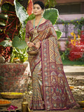 Sangam Prints Purple Silk Woven Work Traditional Saree | Grocsy