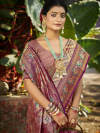 Sangam Prints Purple Silk Woven Work Traditional Saree | Grocsy