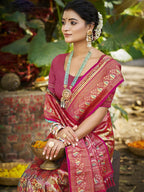 Sangam Prints Purple Silk Woven Work Traditional Saree | Grocsy