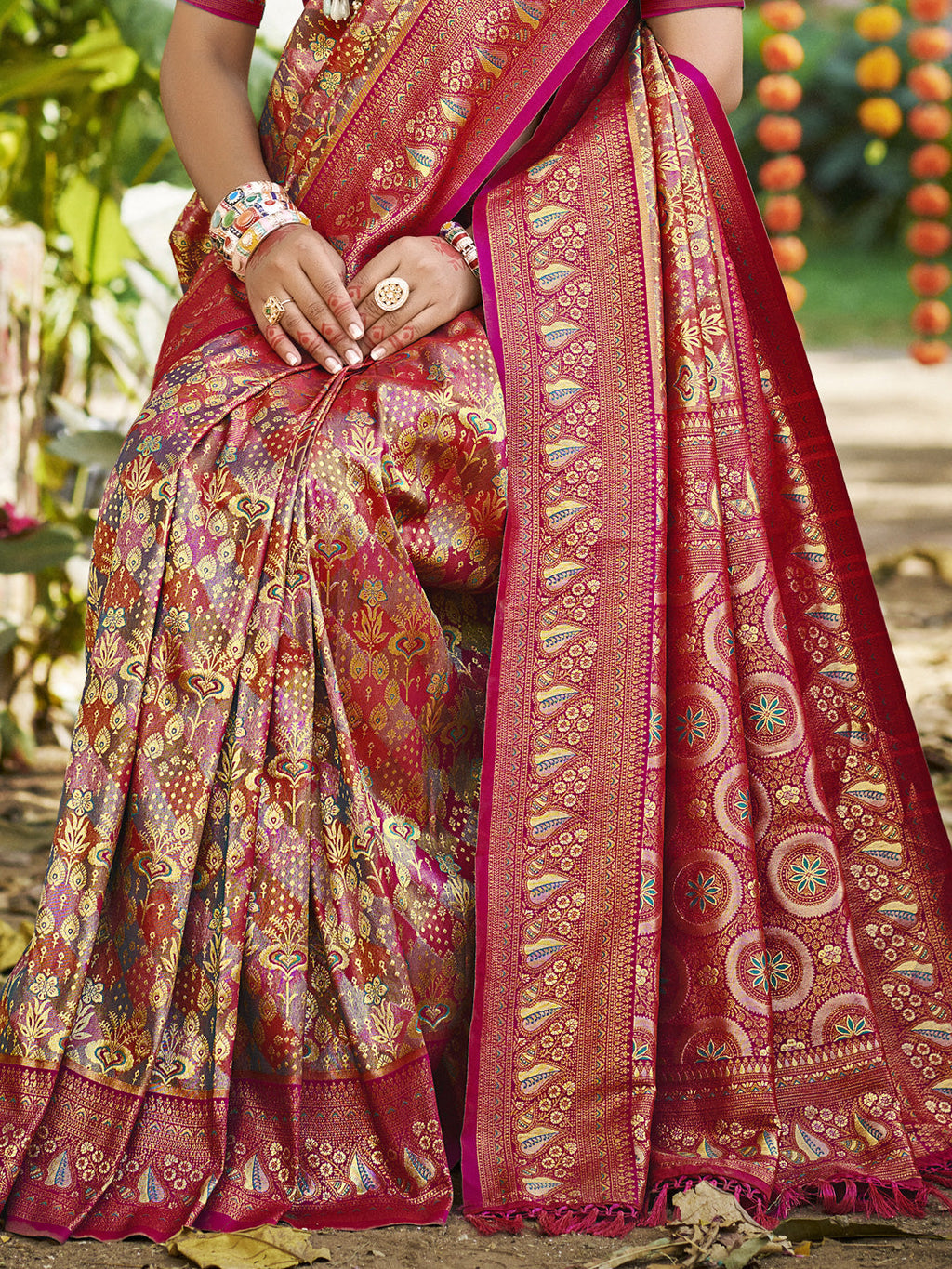 Sangam Prints Purple Silk Woven Work Traditional Saree | Grocsy