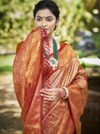 Sangam Prints Mustard Silk Woven Work Traditional Saree | Grocsy