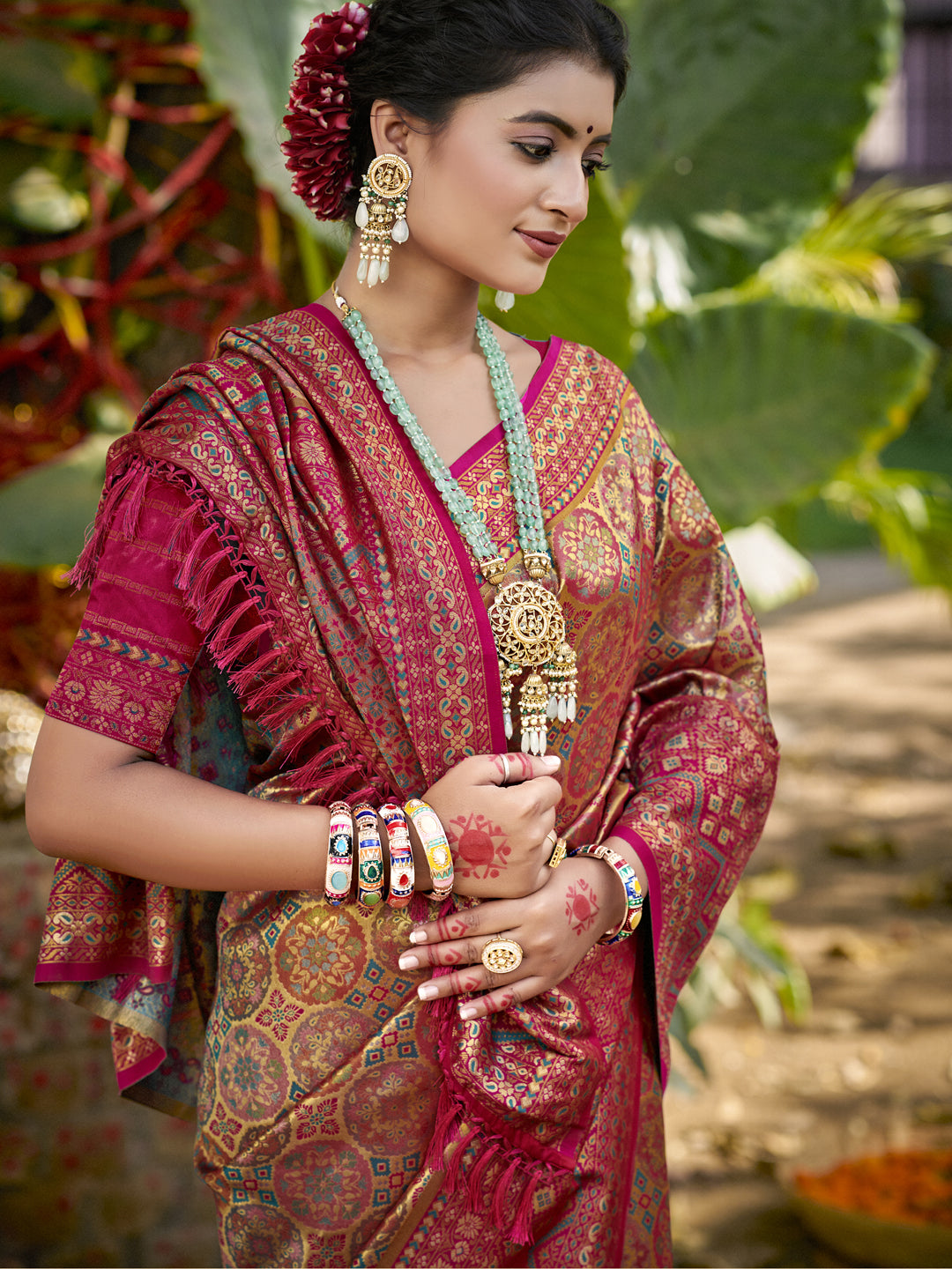 Sangam Prints Beige Silk Woven Work Traditional Saree | Grocsy
