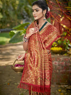 Sangam Prints Golden Silk Woven Work Traditional Saree | Grocsy