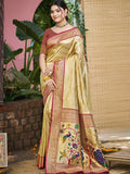 Sangam Prints Multi Color Kanjivaram Silk Woven Work Traditional Saree | Grocsy