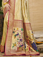 Sangam Prints Multi Color Kanjivaram Silk Woven Work Traditional Saree | Grocsy