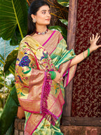 Sangam Prints Multi Color Kanjivaram Silk Woven Work Traditional Saree | Grocsy