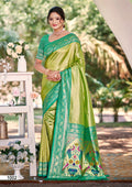 Prazu Fashion Light Green Kanjivaram Silk Weaving Wedding Wear Saree | Grocsy
