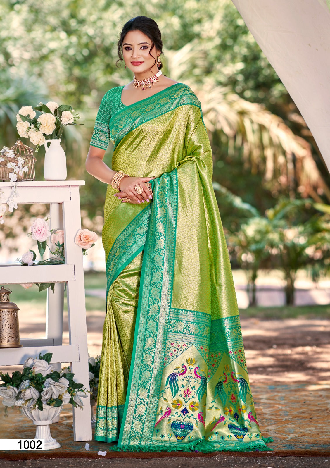 Prazu Fashion Light Green Kanjivaram Silk Weaving Wedding Wear Saree | Grocsy