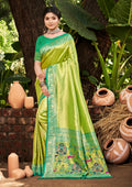 Sangam Prints Multi Color Kanjivaram Silk Woven Work Traditional Saree | Grocsy