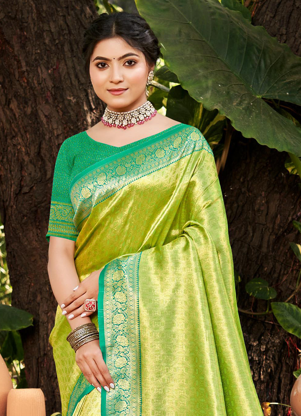 Sangam Prints Multi Color Kanjivaram Silk Woven Work Traditional Saree | Grocsy