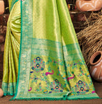 Sangam Prints Multi Color Kanjivaram Silk Woven Work Traditional Saree | Grocsy