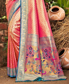 Sangam Prints Multi Color Kanjivaram Silk Woven Work Traditional Saree | Grocsy