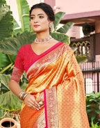 Sangam Prints Multi Color Kanjivaram Silk Woven Work Traditional Saree | Grocsy