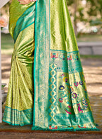 Sangam Prints Multi Color Kanjivaram Silk Woven Work Traditional Saree | Grocsy