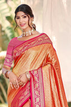 Sangam Prints Multi Color Kanjivaram Silk Woven Work Traditional Saree | Grocsy