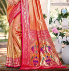 Sangam Prints Multi Color Kanjivaram Silk Woven Work Traditional Saree | Grocsy