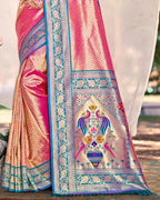 Sangam Prints Multi Color Kanjivaram Silk Woven Work Traditional Saree | Grocsy