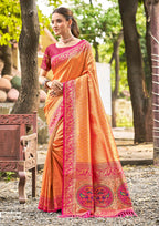 Sangam Prints Multi Color Kanjivaram Silk Woven Work Traditional Saree | Grocsy