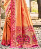 Sangam Prints Multi Color Kanjivaram Silk Woven Work Traditional Saree | Grocsy