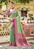 Sangam Prints Multi Color Kanjivaram Silk Woven Work Traditional Saree | Grocsy