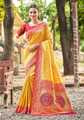 Sangam Prints Multi Color Kanjivaram Silk Woven Work Traditional Saree | Grocsy