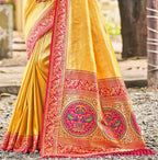 Sangam Prints Multi Color Kanjivaram Silk Woven Work Traditional Saree | Grocsy