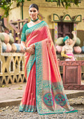 Sangam Prints Multi Color Kanjivaram Silk Woven Work Traditional Saree | Grocsy