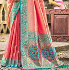 Sangam Prints Multi Color Kanjivaram Silk Woven Work Traditional Saree | Grocsy