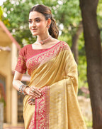 Sangam Prints Multi Color Kanjivaram Silk Woven Work Traditional Saree | Grocsy