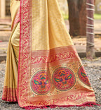 Sangam Prints Multi Color Kanjivaram Silk Woven Work Traditional Saree | Grocsy