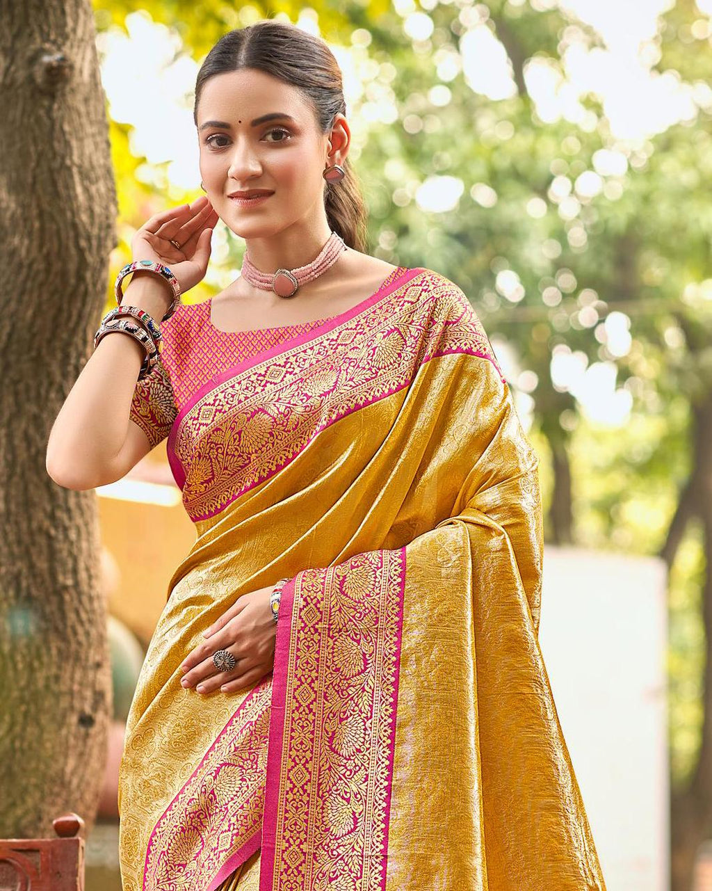 Sangam Prints Multi Color Kanjivaram Silk Woven Work Traditional Saree | Grocsy