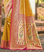 Sangam Prints Multi Color Kanjivaram Silk Woven Work Traditional Saree | Grocsy