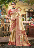 Sangam Prints Multi Color Kanjivaram Silk Woven Work Traditional Saree | Grocsy